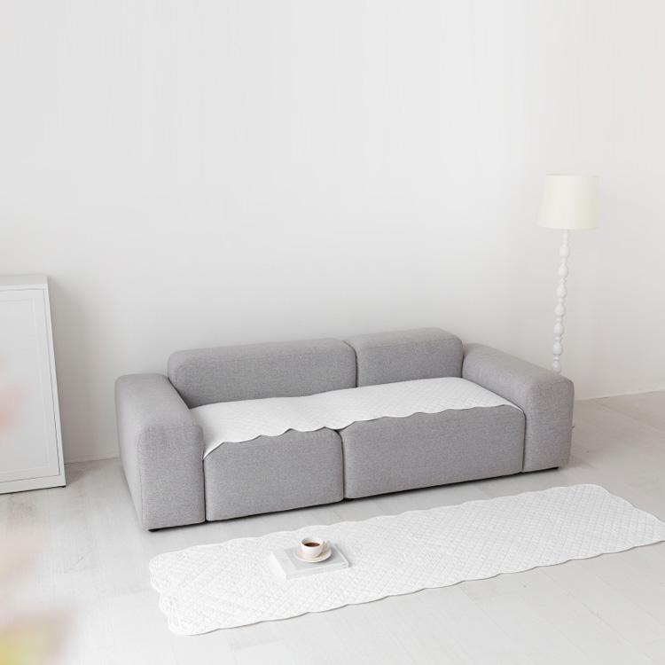 쿠르쿨 사계절 소파패드 65X180 웨이브/화이트 0996.5059, 3인용