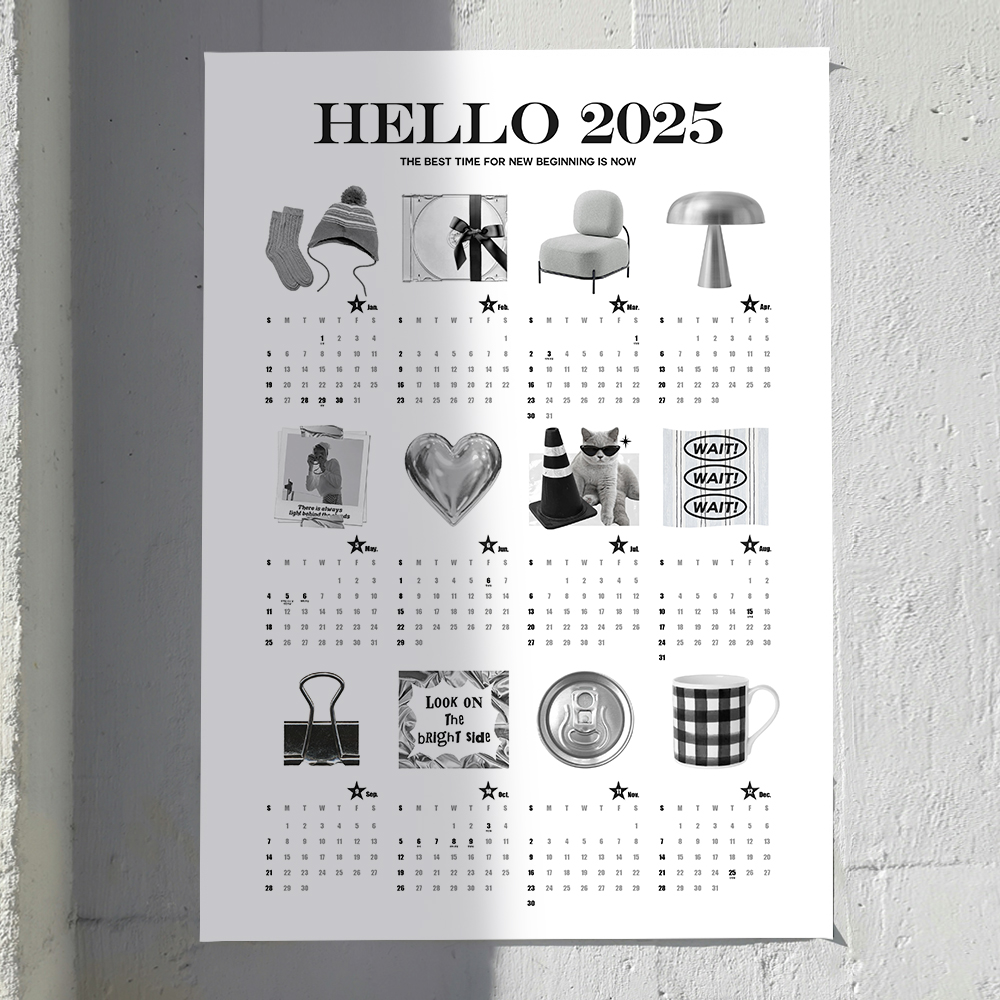 2025년 캘린더 달력 벽꾸미기 포스터 인테리어 캔버스 액자 Silver A4 - 상세 이미지 3