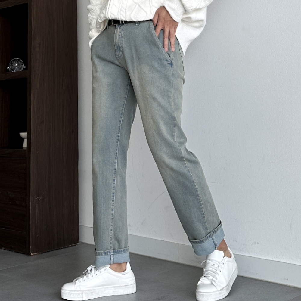 남자 우치 히든 인밴딩 테이퍼드핏 청바지 빅사이즈