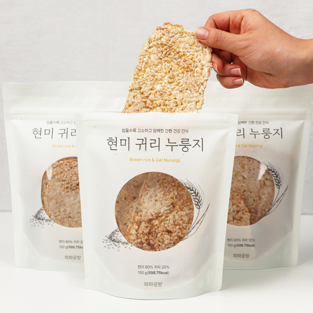 파파공방 현미 귀리 포켓 누룽지 건강한 식사대용 비건 과자 임산부 곡물 간식 750g - 상세 이미지 3