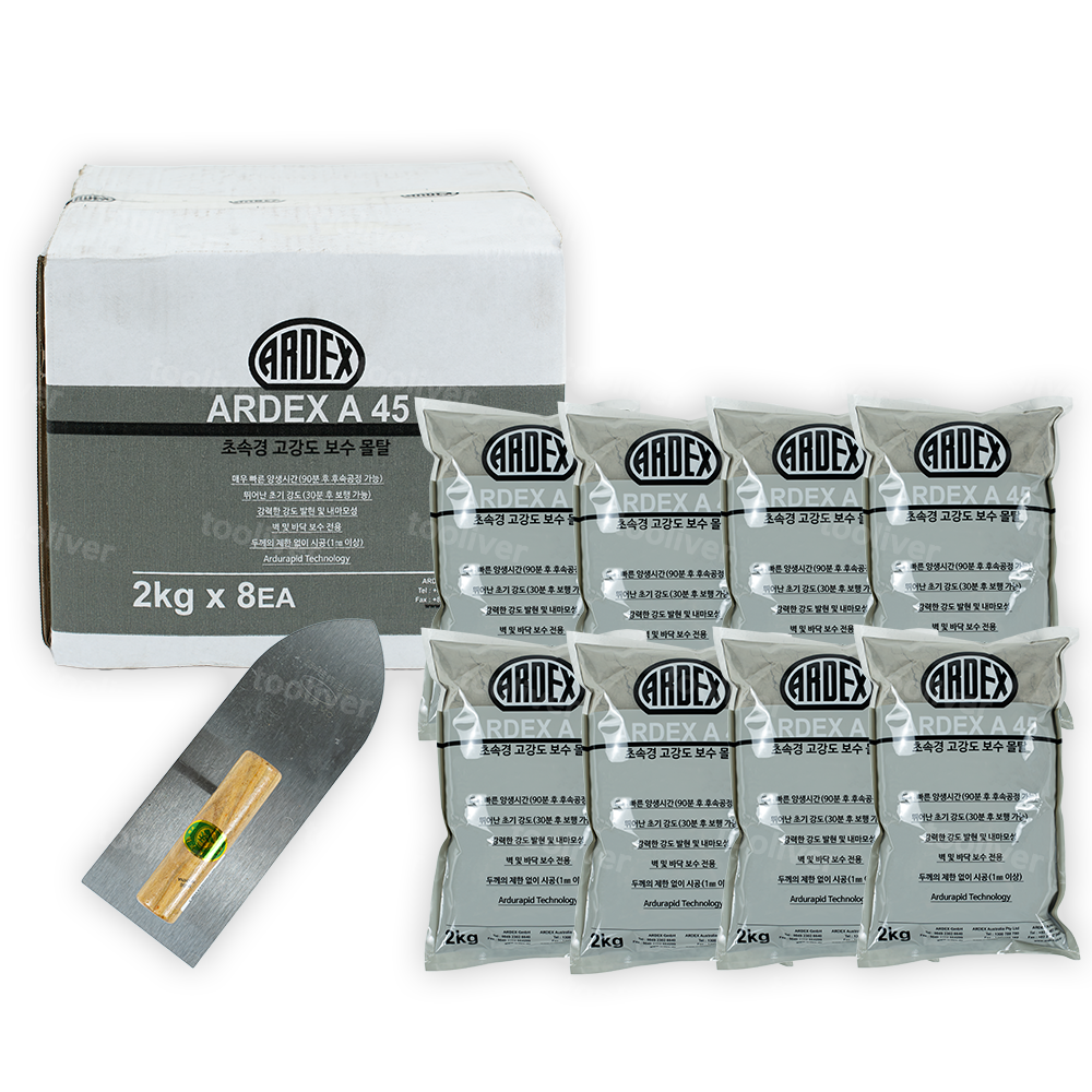 아덱스 A45 초속경 크랙 균열 보수 몰탈 1박스 2kg x 8봉 고데포함 제품 이미지
