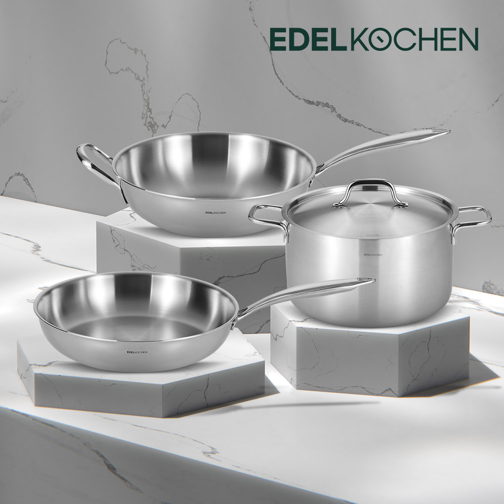 [N단독] 에델코첸 올데이 곰솥냄비24cm+루체 프라이팬28cm +웍팬28cm