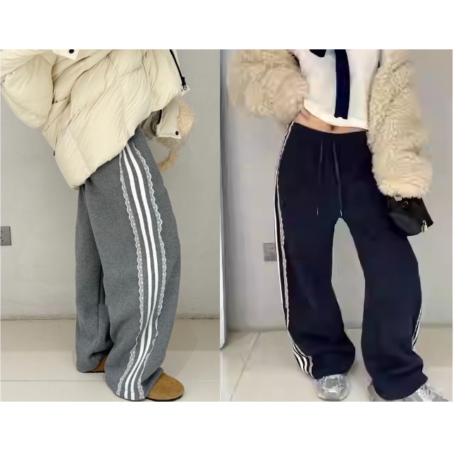 두꺼운 기모 레이스 추리닝 바지 LA판타지 - 상품 이미지