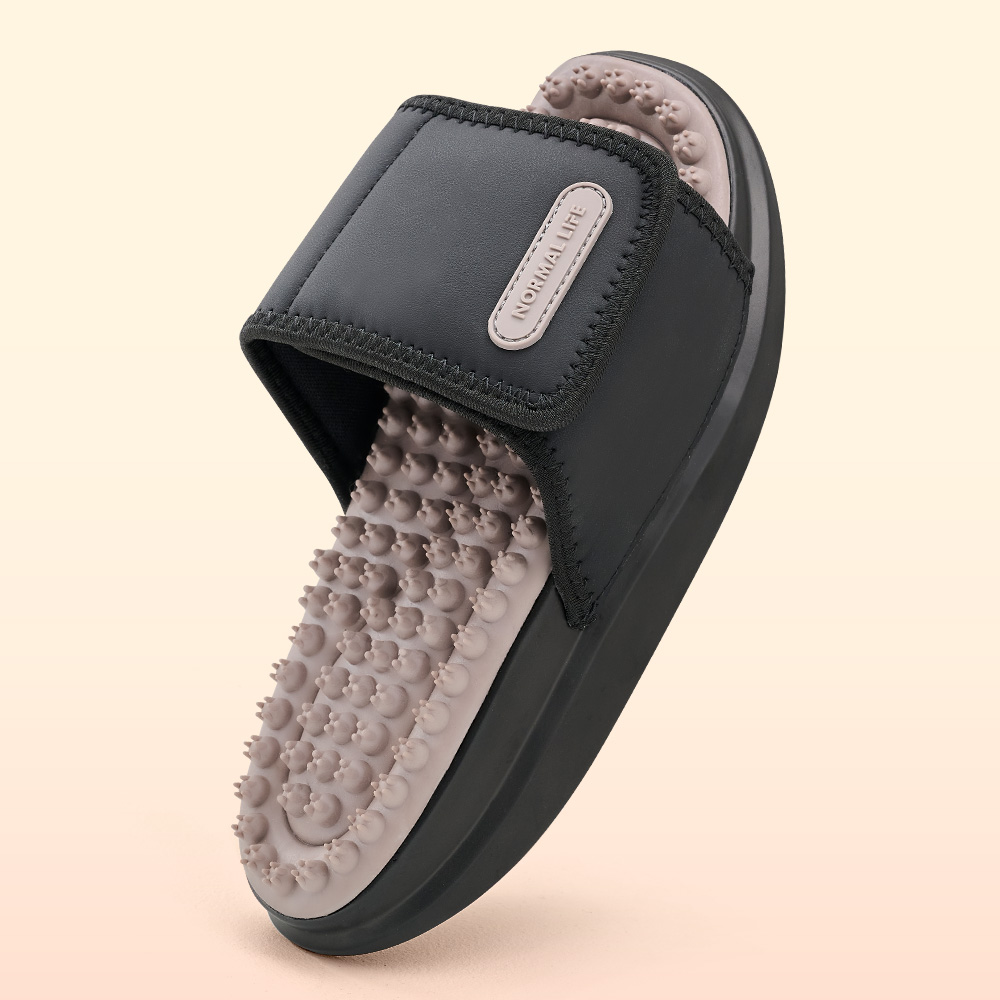 노멀라이프 여성 거실 실내화 사무실 키높이 발편한 지압 슬리퍼 블랙 240mm
