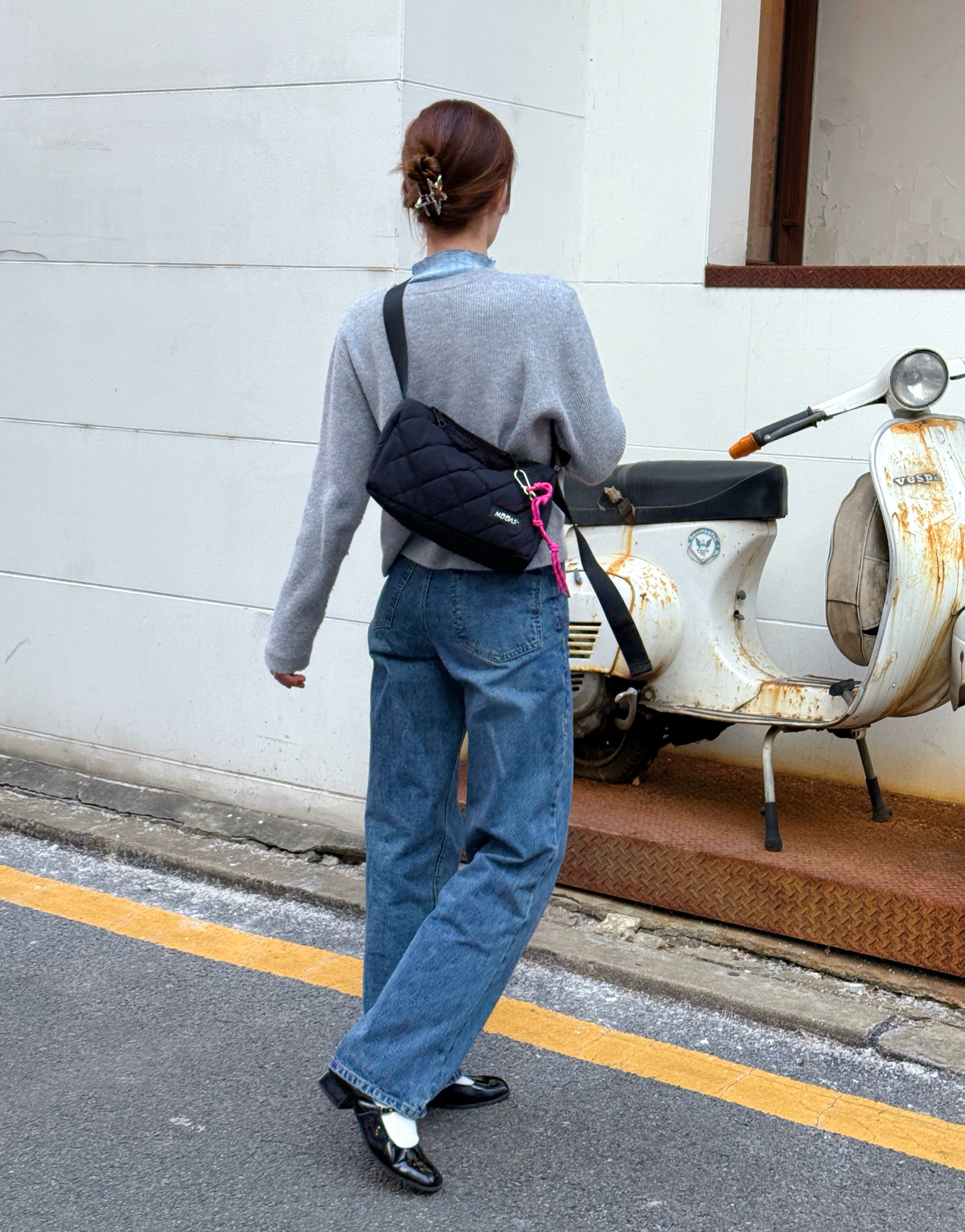 사각 퀼팅 여행용 크로스백 가벼운 보부상 유럽여행가방 핸드폰 패딩 크로스 나일론 미니백