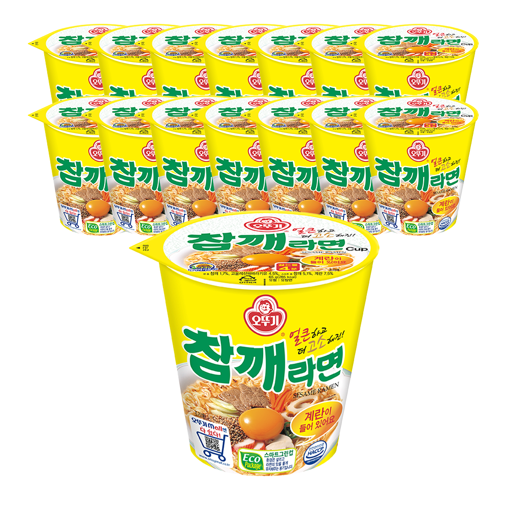 오뚜기 참깨라면 컵라면 소컵 65g, 15개