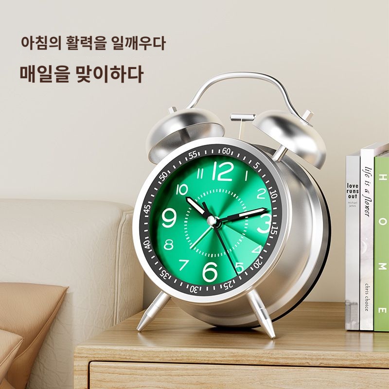 알람 탁상 충전식 자명종 무소음 시계 조명 레트로 침실 책상 - 상세 이미지 3