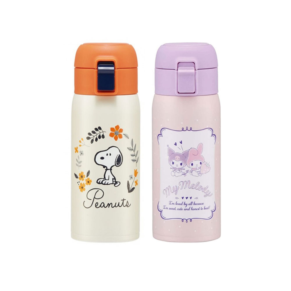 스누피 쿠로미 마이멜로디 원터치 텀블러350ml 각인텀블러 어린이 스텐 핑크 물병 - 상품 이미지