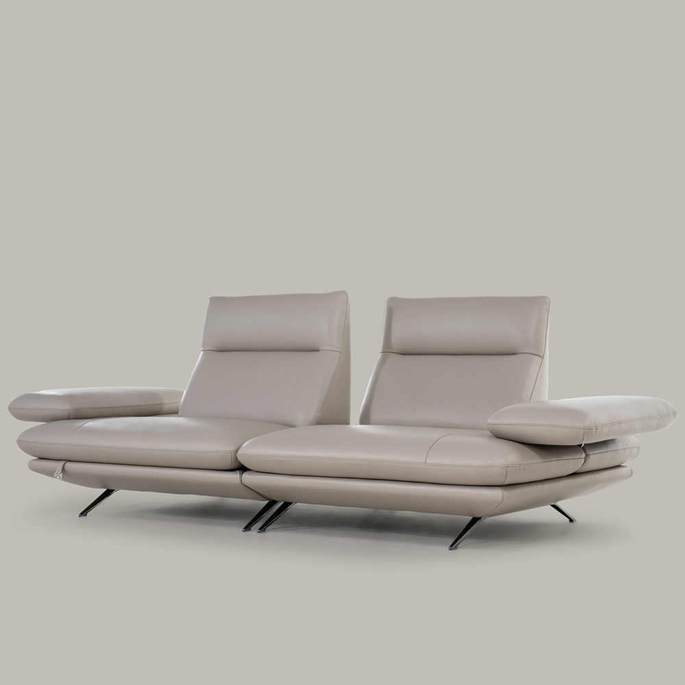 스코나 케니스 이태리 천연 면피 가죽 등받이 스윙 소파 스툴미포함, 딥크림, 3인용