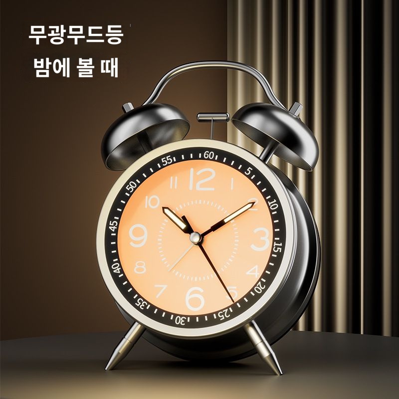 알람 탁상 충전식 자명종 무소음 시계 조명 레트로 침실 책상 - 상세 이미지 4