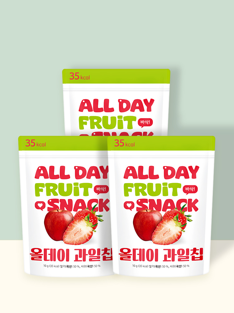 퓨어잇 올데이 동결건조 과일칩 사과딸기칩 3봉세트 과일100%