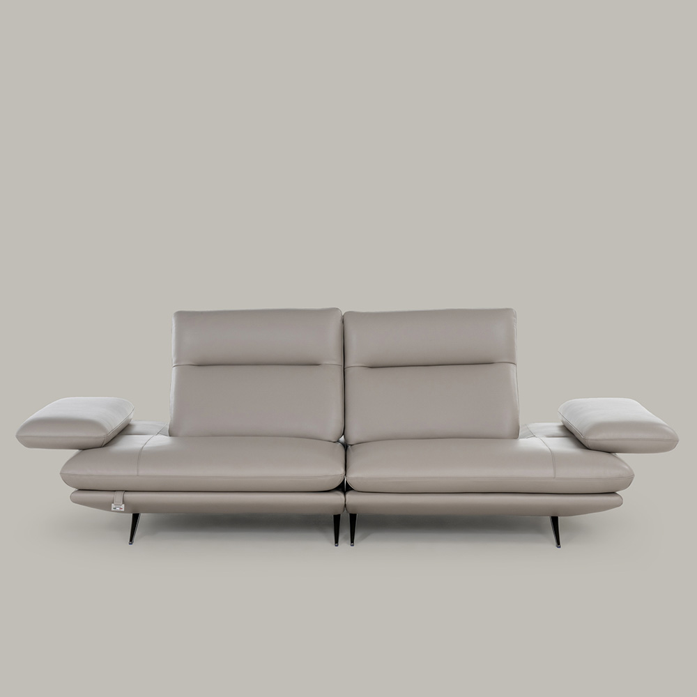 스코나 케니스 이태리 천연 면피 가죽 등받이 스윙 소파 스툴미포함, 딥크림, 3인용