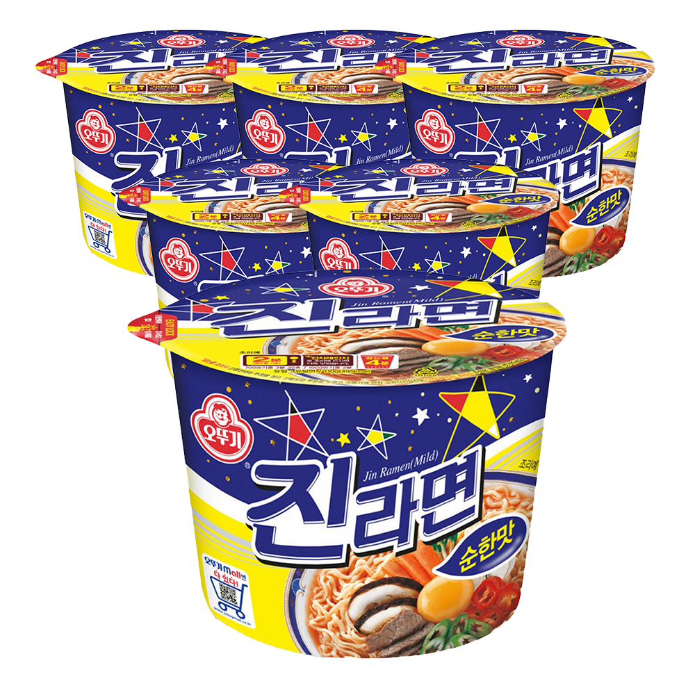 오뚜기 진라면 순한맛 큰컵라면 110g, 6개