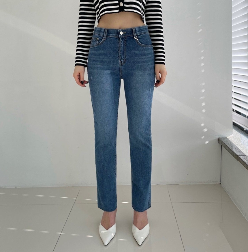 히든밴딩 데님 스판 슬림 일자 여성 청바지 S-XL 상세 이미지 12