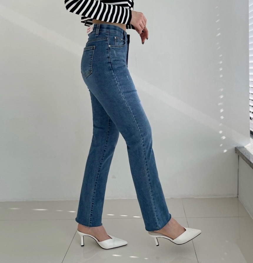 히든밴딩 데님 스판 슬림 일자 여성 청바지 S-XL 상세 이미지 13