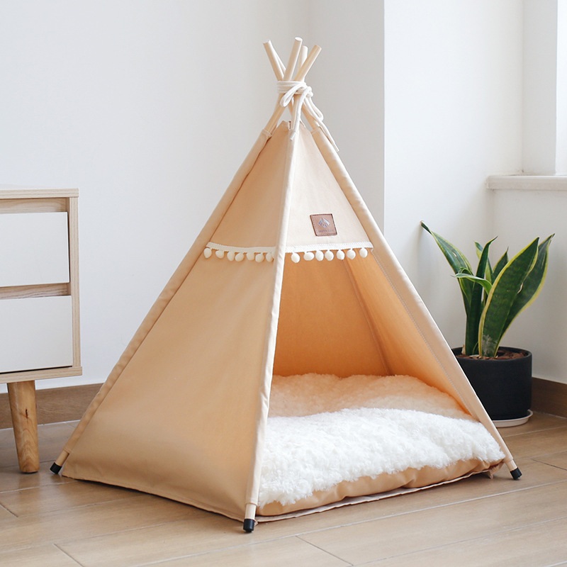 강아지 텐트 하우스 반려견 숨숨집 반려동물 집 순백 소형 40x40x50cm 쿠션포함 이미지 8