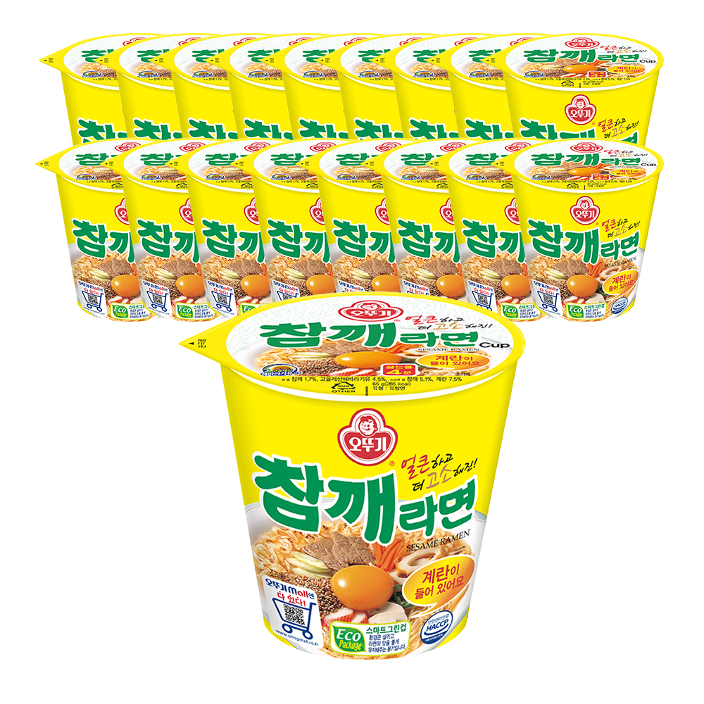 오뚜기 참깨라면 컵라면 소컵 65g, 18개