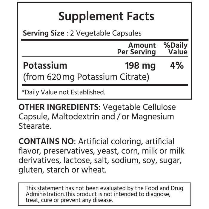 2025 신제품! 마이라이프 내추럴스 칼륨 포타슘 시트레이트 (구연산 칼륨) 198mg 240야채캡슐 - 상세 이미지 2