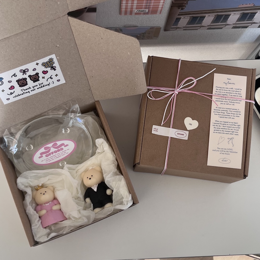 웨딩베어캔들 프로포즈 웨딩촬영 커스텀제작 캔들 소품 결혼기념일 집들이선물 레이지선데이모닝