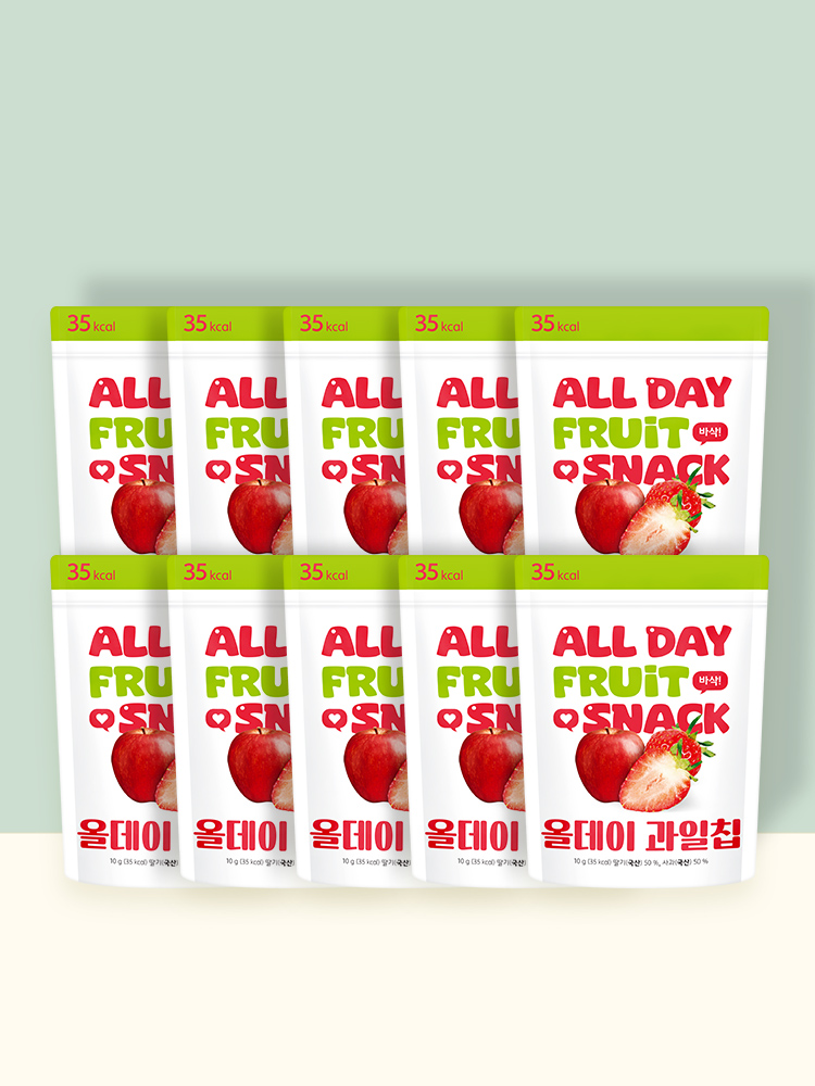 퓨어잇 올데이 동결건조 과일칩 사과딸기칩 10봉세트 과일100%