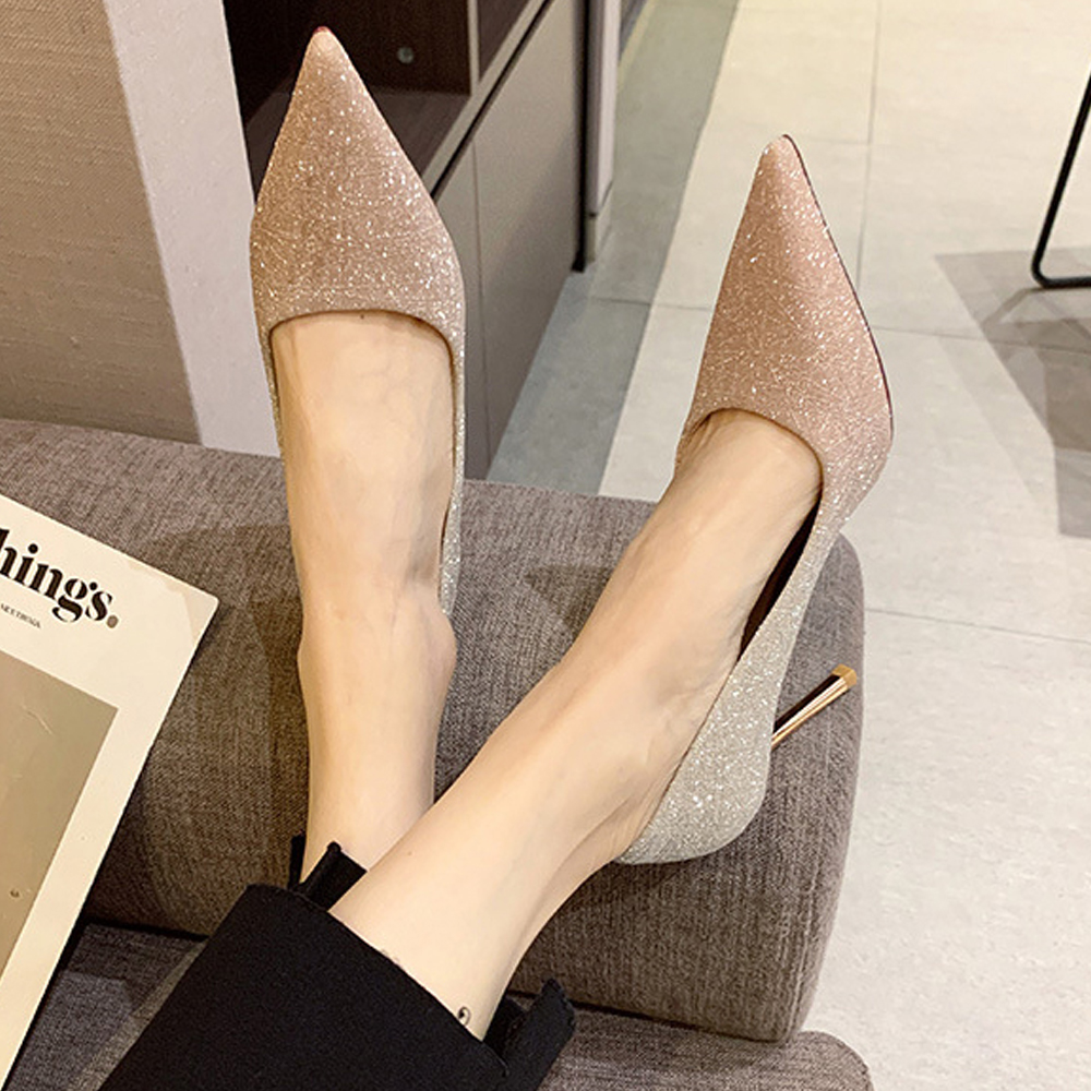 (이벤트235) 리크라 4cm 글리터 결혼식 웨딩슈즈 구두 2color : 시크치노