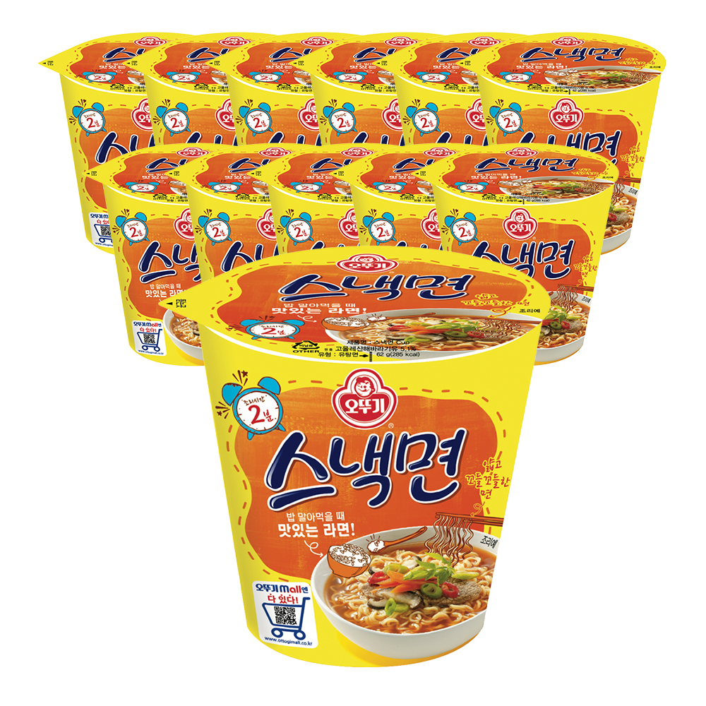 오뚜기 스낵면 컵라면 소컵 62g, 12개