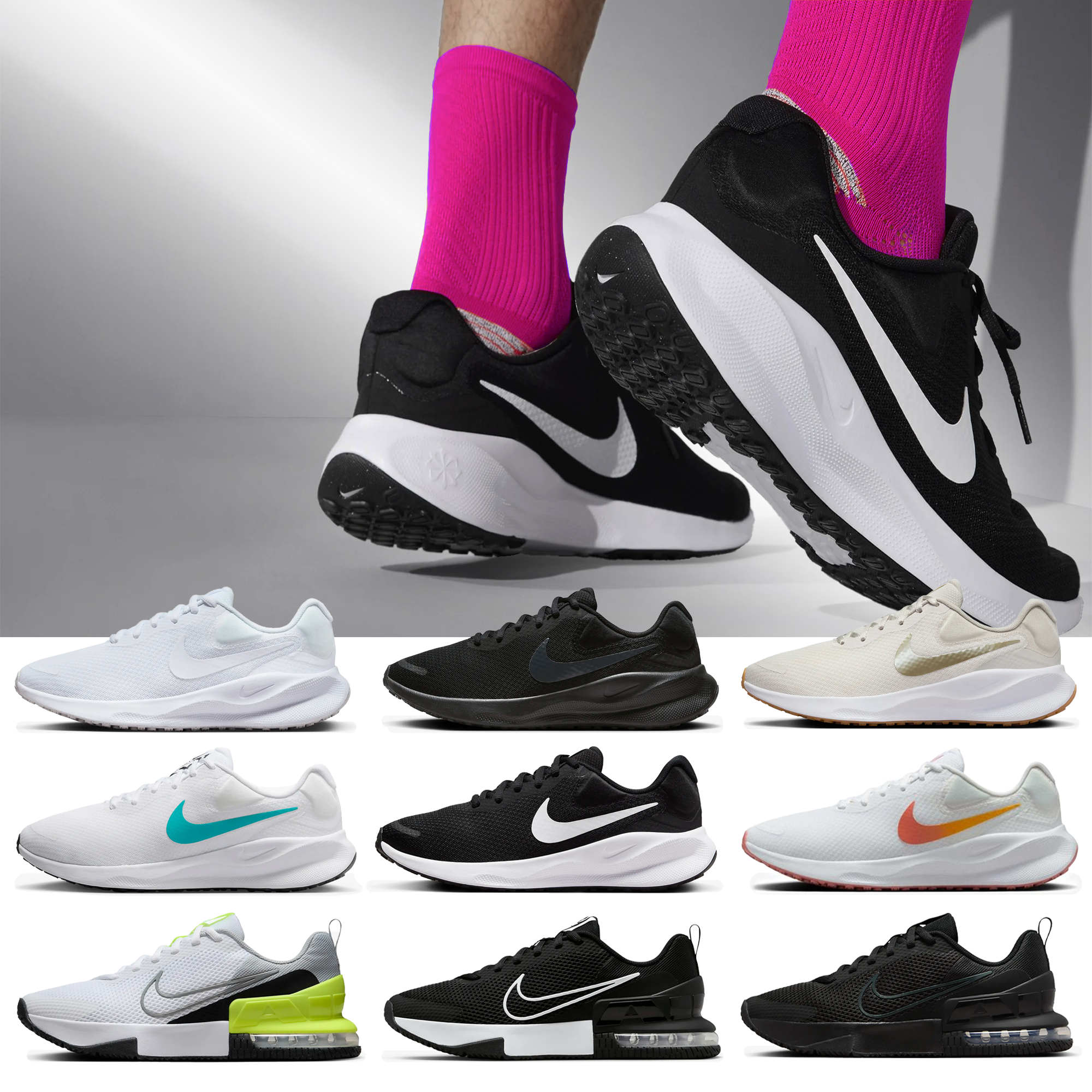 나이키 레볼루션 6 7 8 운동화 블랙 화이트