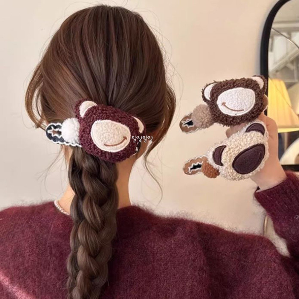 곰돌이 뽀글이집게핀 귀여운 헤어핀 올림머리 삔 - 상세 이미지 3
