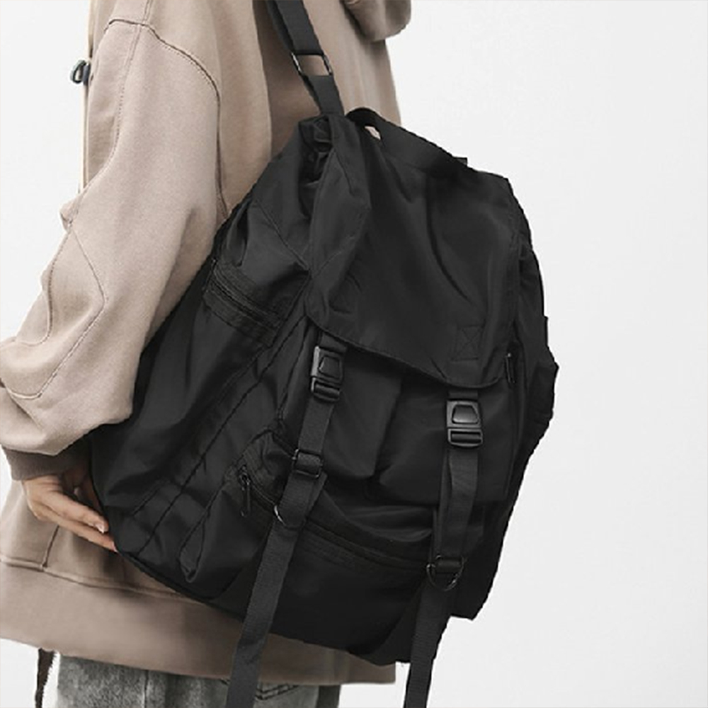 학생 백팩 패션 남성 대학생 데일리 학원 학교 남학생 블랙 검정 가방 남자 뒤로 매는 - 상품 이미지
