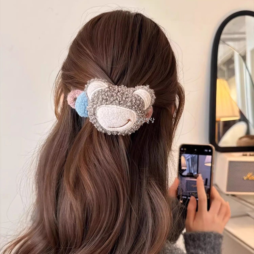 곰돌이 뽀글이집게핀 귀여운 헤어핀 올림머리 삔 - 상세 이미지 4