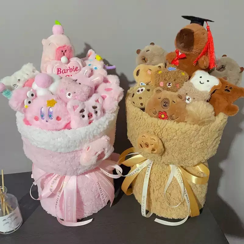 카피바라 인형꽃다발 생일 부케 학예회 발표회 캐릭터 귀여운 꽃다발 졸업 기념일 - 상세 이미지 4