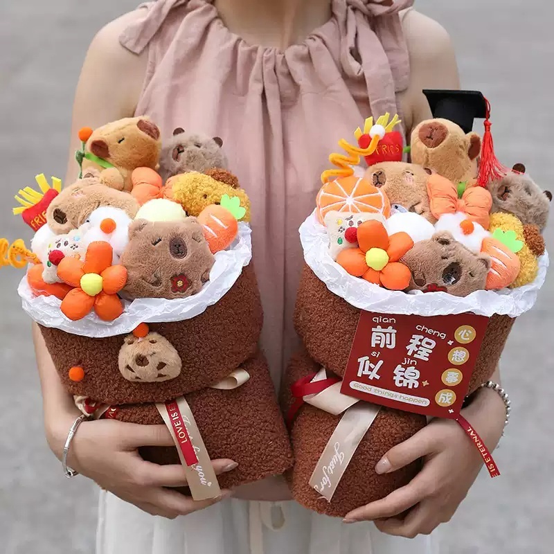 카피바라 인형꽃다발 생일 발표회 꽃다발 캐릭터 이벤트 부케 기념일 졸업식 입학식 - 상품 이미지