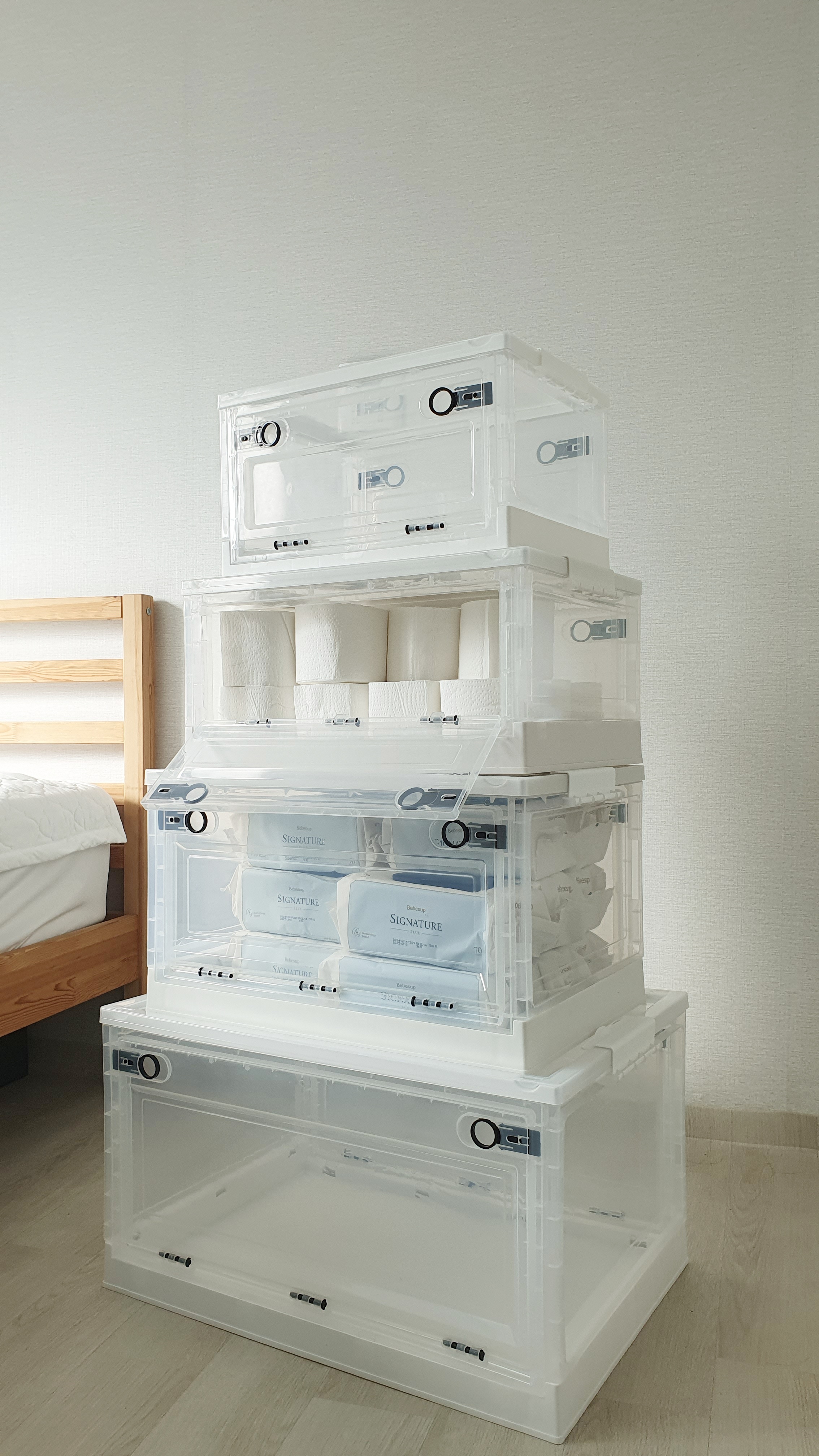 폴딩박스 플라스틱박스 옷보관함 보관상자수납 투명리빙박스대용량 대형리빙박스수납함책인형정리함 이미지 2