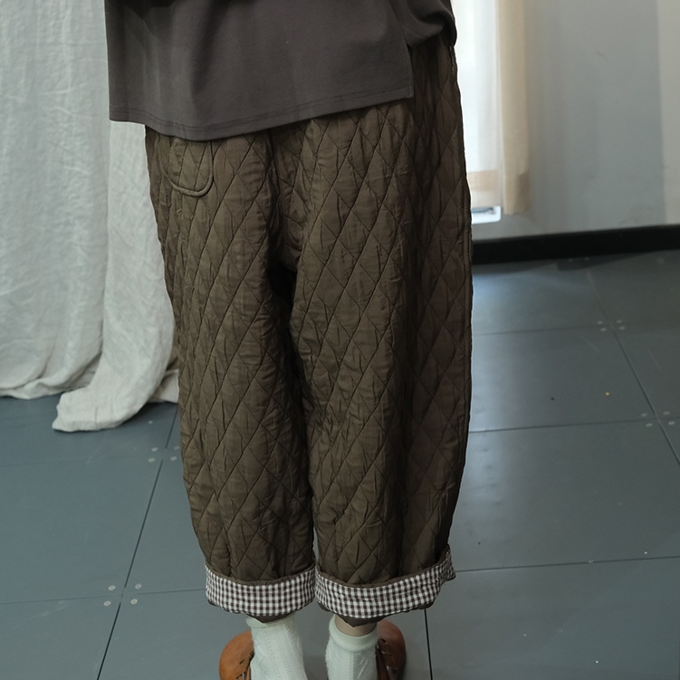 여성패딩바지 겨울 누빔바지 밴딩 퀼팅 와이드팬츠 7489 이미지 6