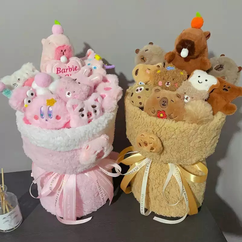 카피바라 인형꽃다발 생일 부케 학예회 발표회 캐릭터 귀여운 꽃다발 졸업 기념일 - 상품 이미지