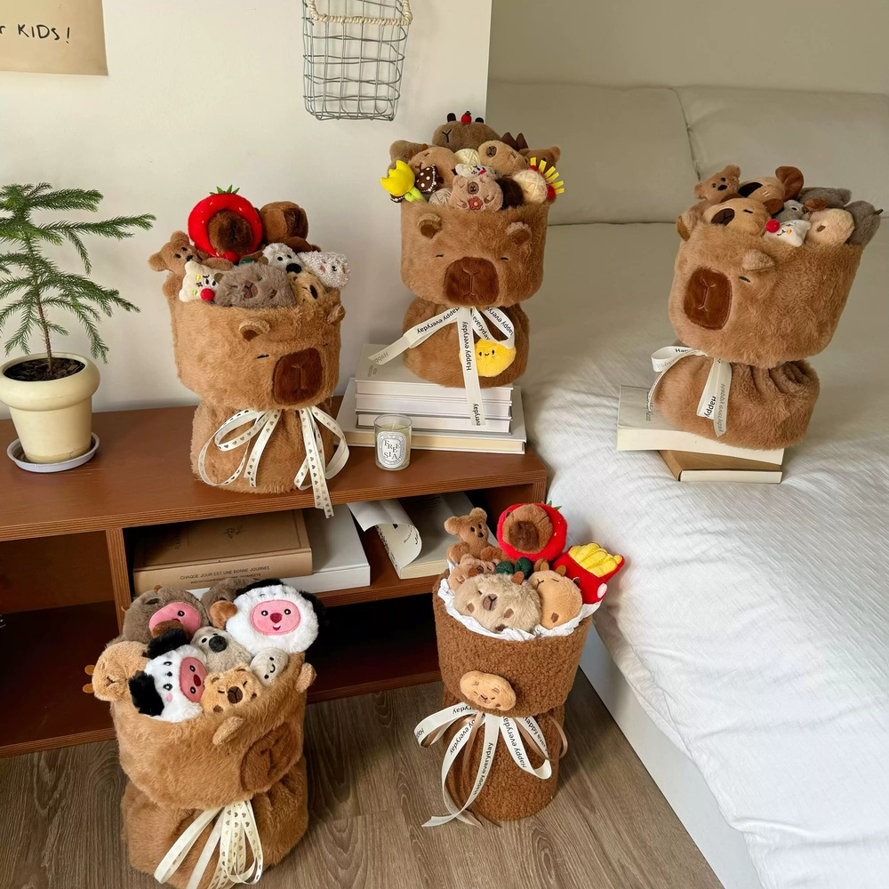 카피바라 인형꽃다발 발표회 학예회 졸업 기념일 졸업식 귀여운 꽃다발 생일 캐릭터 - 상세 이미지 5