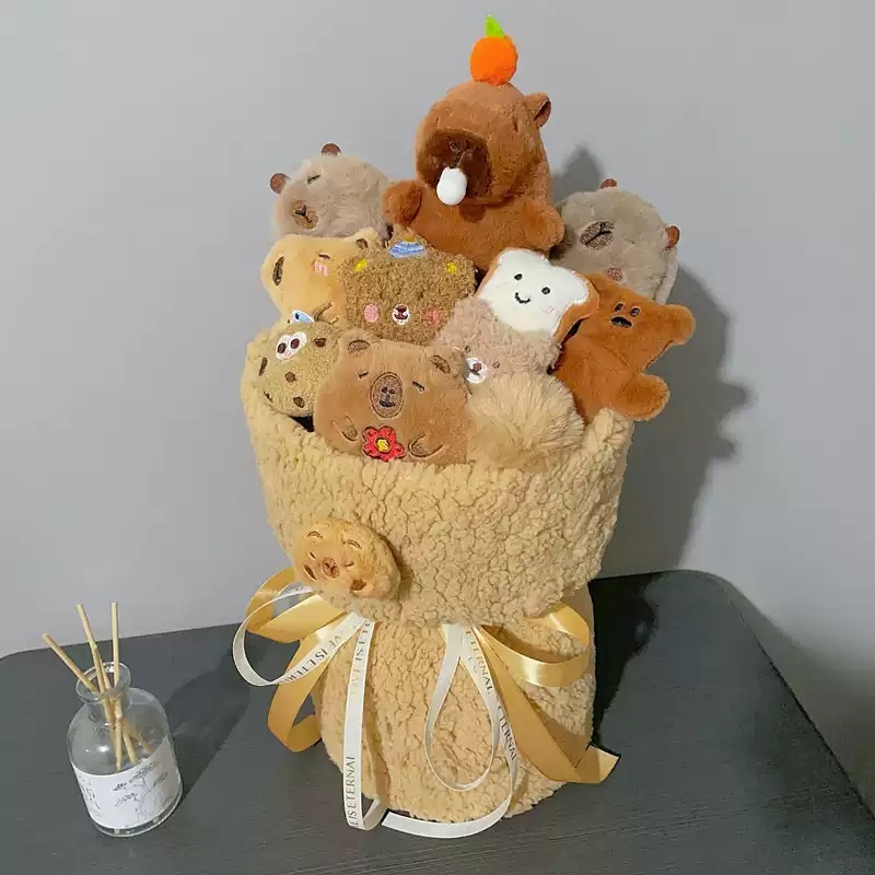 카피바라 인형꽃다발 생일 부케 학예회 발표회 캐릭터 귀여운 꽃다발 졸업 기념일 - 상세 이미지 3