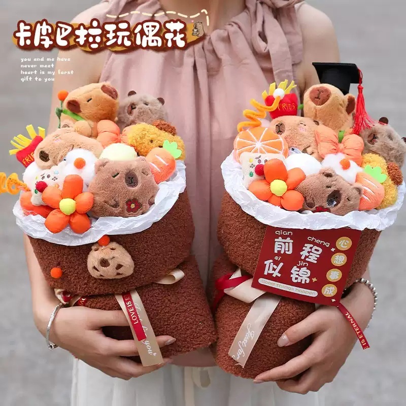 카피바라 인형꽃다발 생일 발표회 꽃다발 캐릭터 이벤트 부케 기념일 졸업식 입학식 - 상세 이미지 2