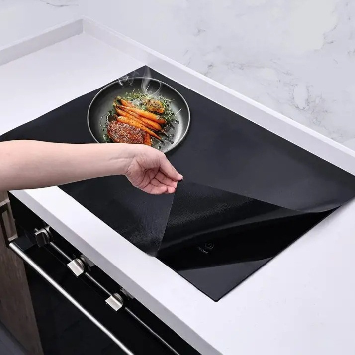 인덕션 보호 매트 실리콘 패드 스크래치방지 냄비받침 블랙 깔판 원형 22x22cm - 상품 이미지