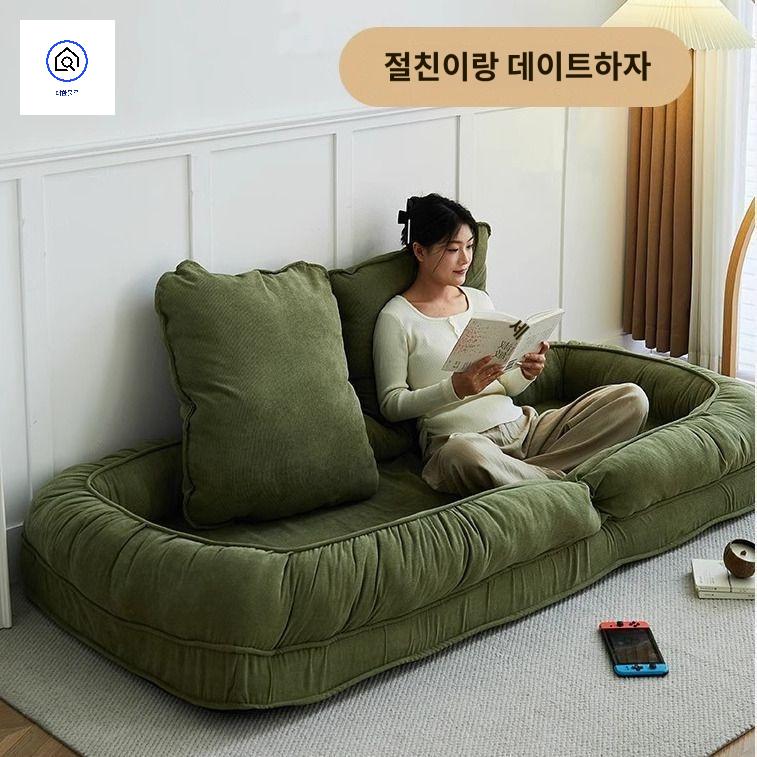 수납형 접이식 소파 배드 벨벳 패브릭 - 상세 이미지 4