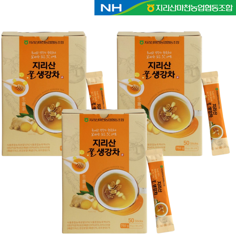 지리산마천농협 지리산 꿀 생강차 스틱 50포 3박스 국내산 전통차 아카시아꿀 도라지 선물 - 상품 이미지