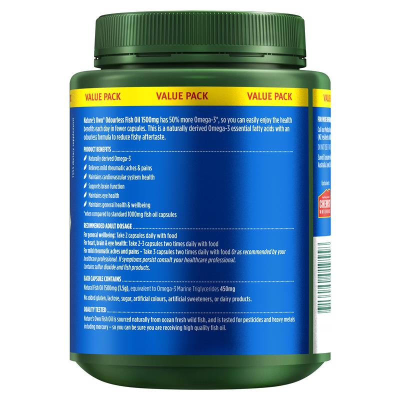 네이처스온 피쉬 오일 1500mg 오메가3 500캡슐 2팩 - 상세 이미지 3