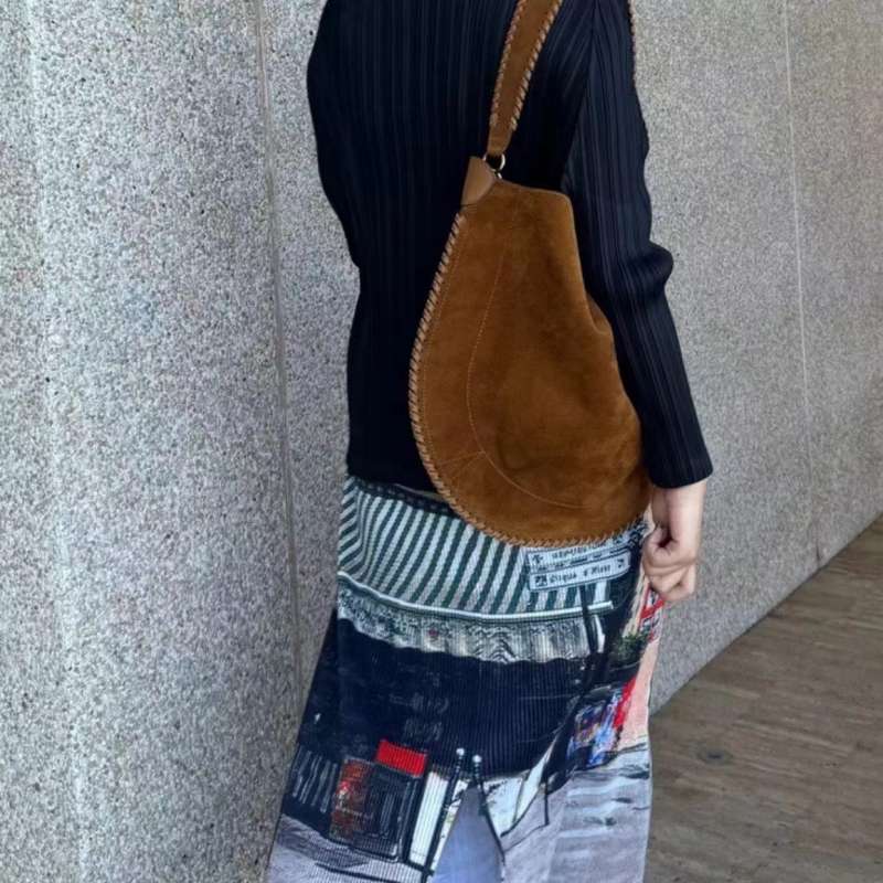 가을 겨울 스웨이드 소가죽 빈티지 고급스러운 숄더백 토트백 대용량 - 상세 이미지 3