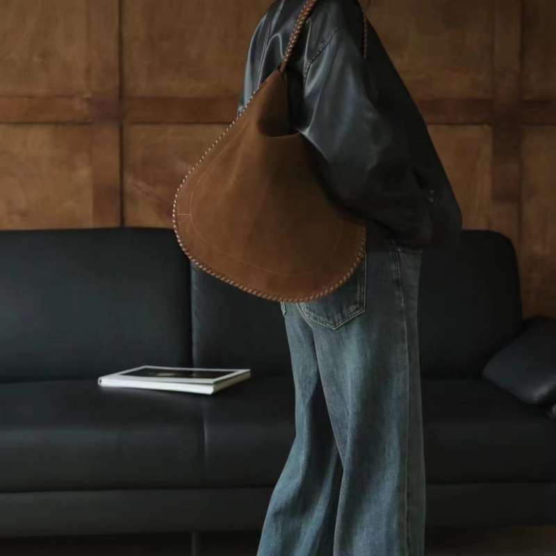 가을 겨울 스웨이드 소가죽 빈티지 고급스러운 숄더백 토트백 대용량 - 상세 이미지 2