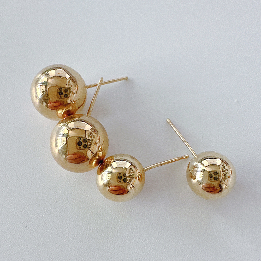 10K 14K 볼드 볼륨 할로우 금볼 골드볼 원형 귀걸이 8mm 10mm