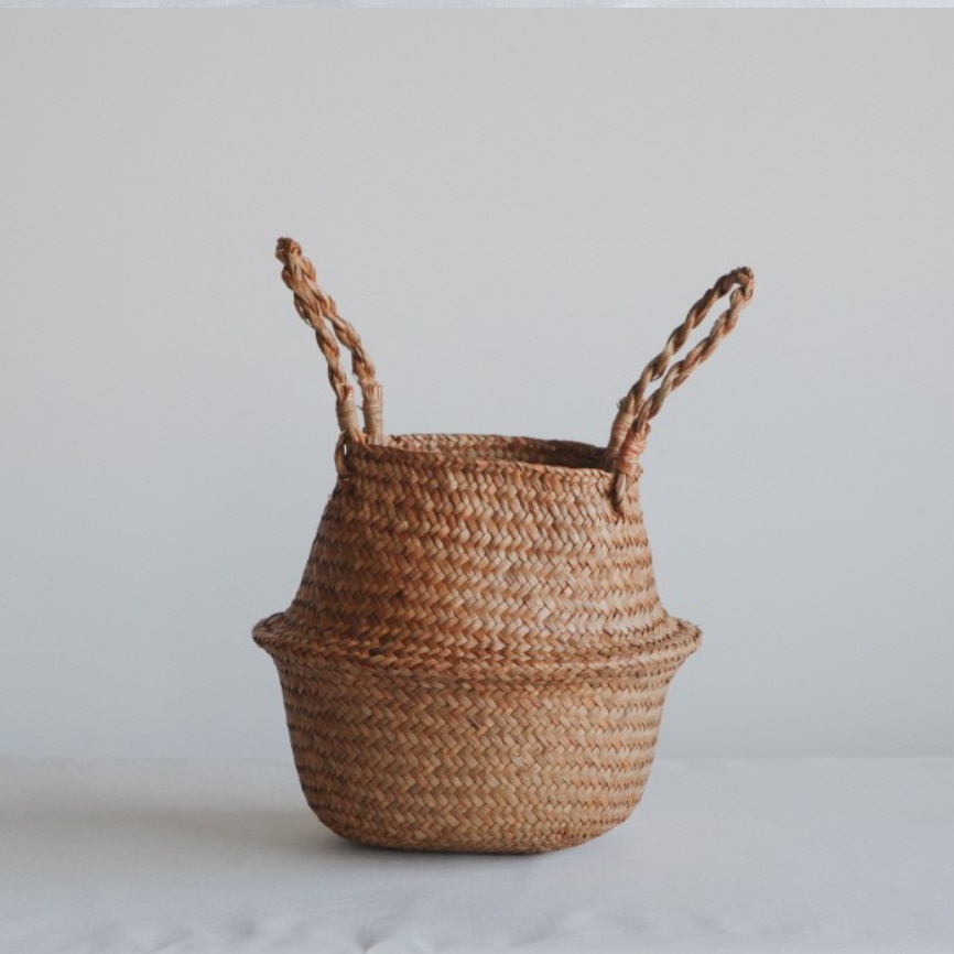 손잡이 라탄 바구니 L 사탕 꽃 간식 원형 라탄 바구니