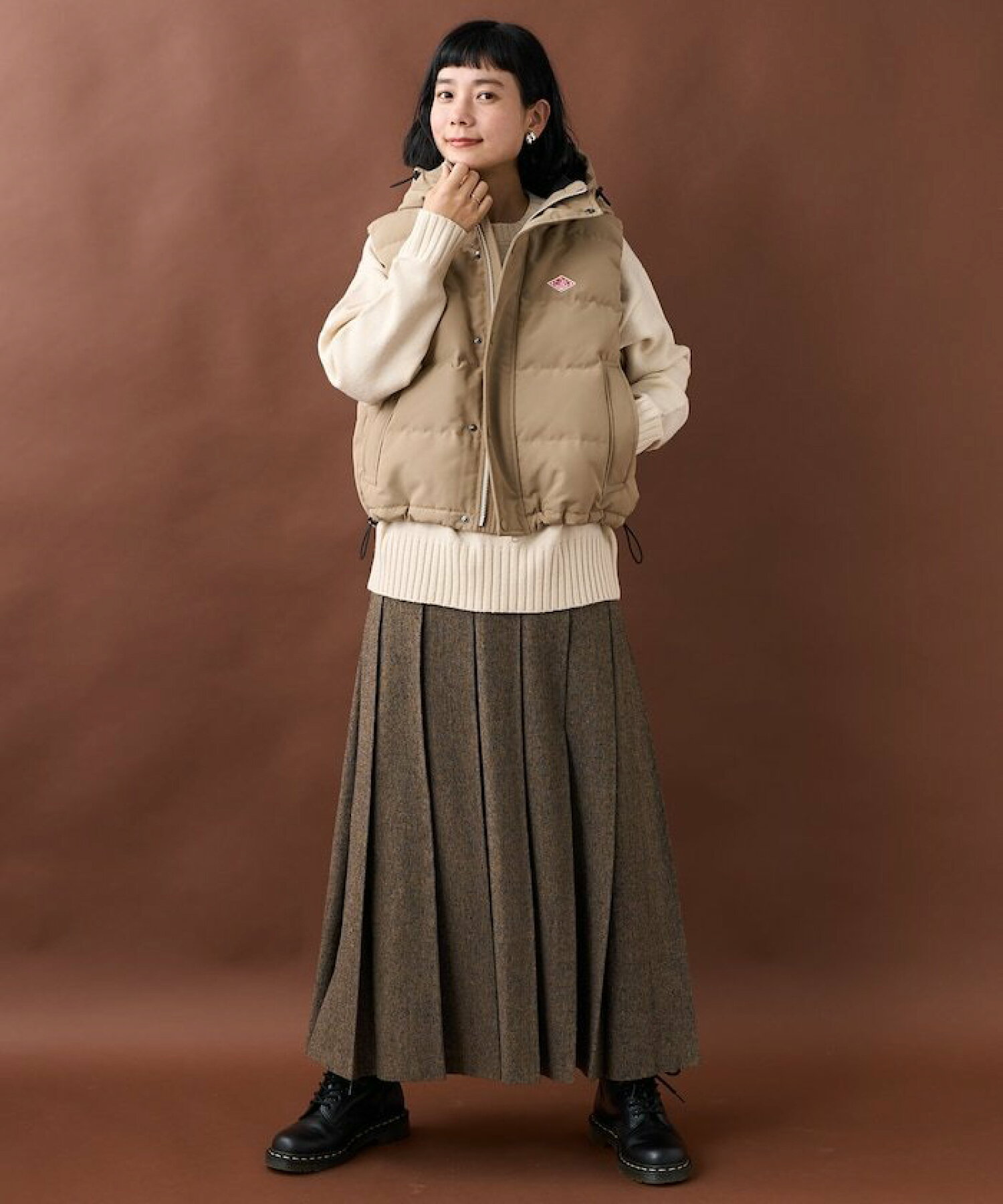 프릭스스토어 FREAKS STORE 트위드 플리츠 주름 스커트 그레이 브라운 2컬러 - 상세 이미지 5