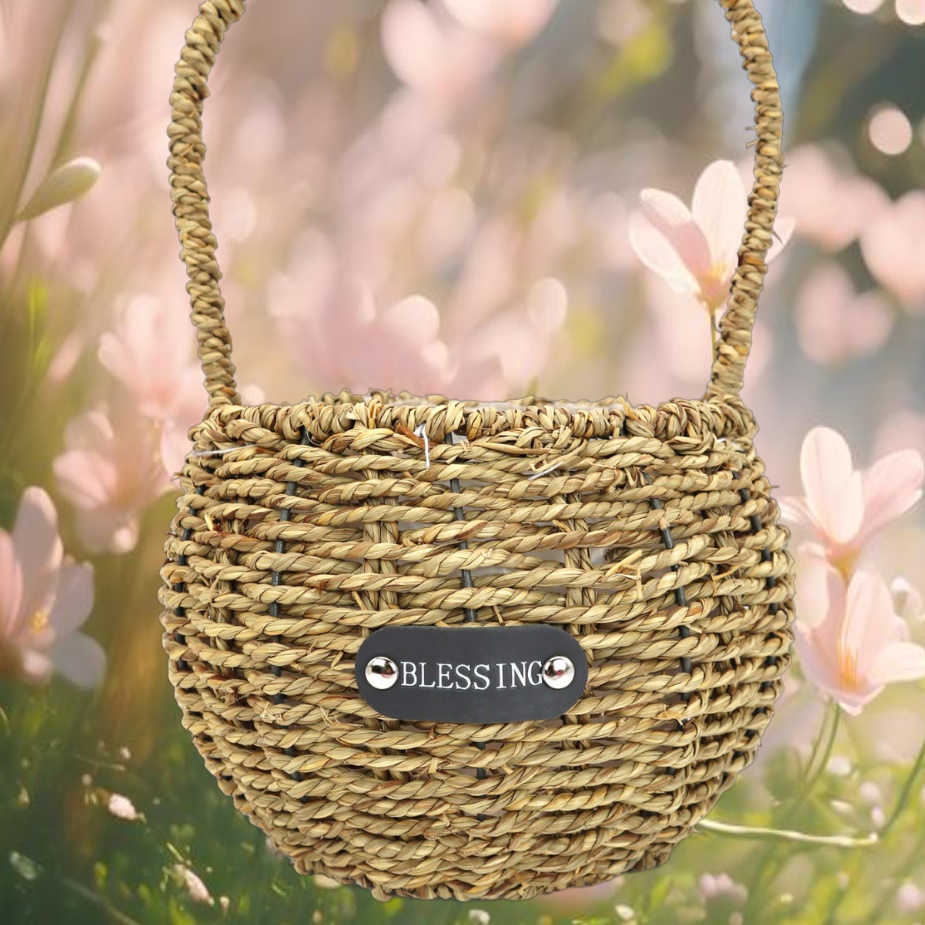 손잡이 라탄 바구니 사탕 꽃 간식 원형 라탄 바구니 대형