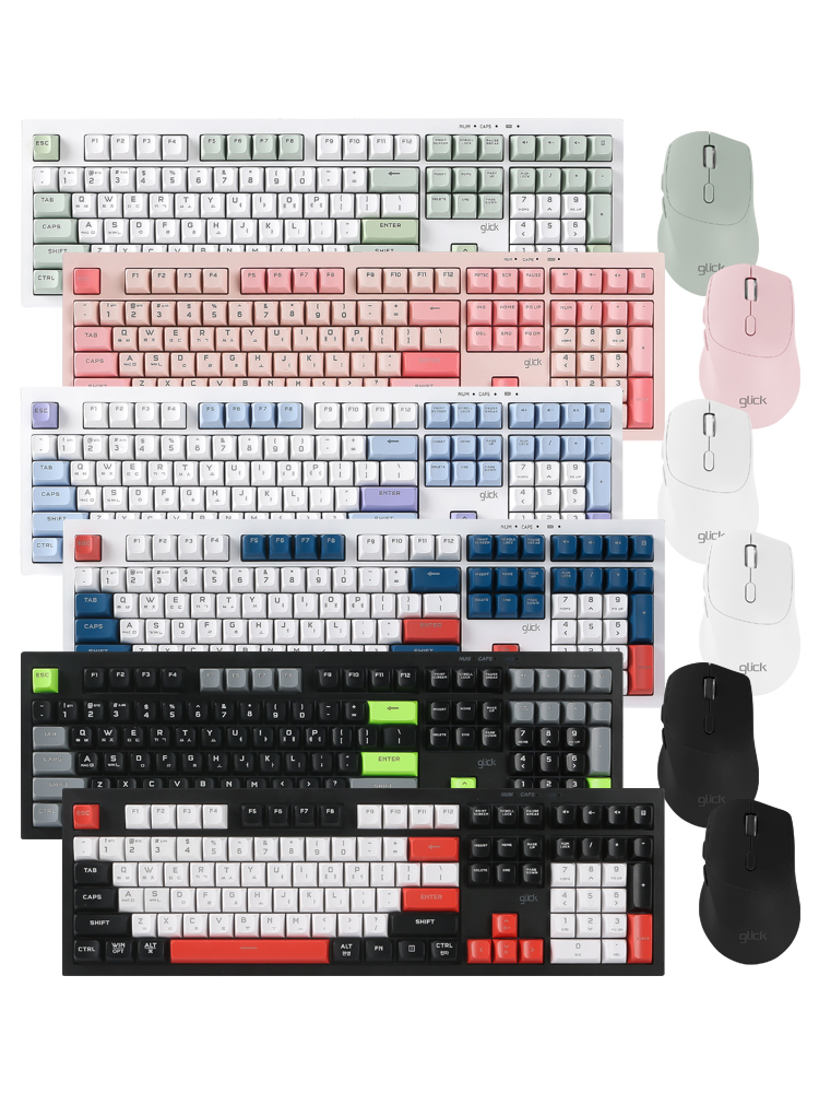 지클릭커 오피스프로 WMK50 사일런스 M 무소음 무선 블루투스 108  키보드 마우스 세트 Pink RC2 - 상세 이미지 2