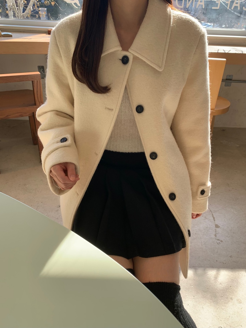 [sale/네이비 당일] 브리니 알파카 카라 하프 코트 싱글 버튼 ct (2color) 상세 이미지 31